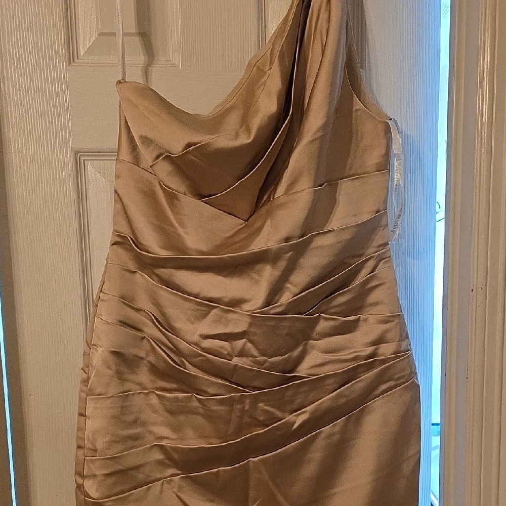 David's Bridal Cream One-Shoulder Sheath Dress